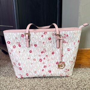 Michael Kors Pink and Red Floral Tote